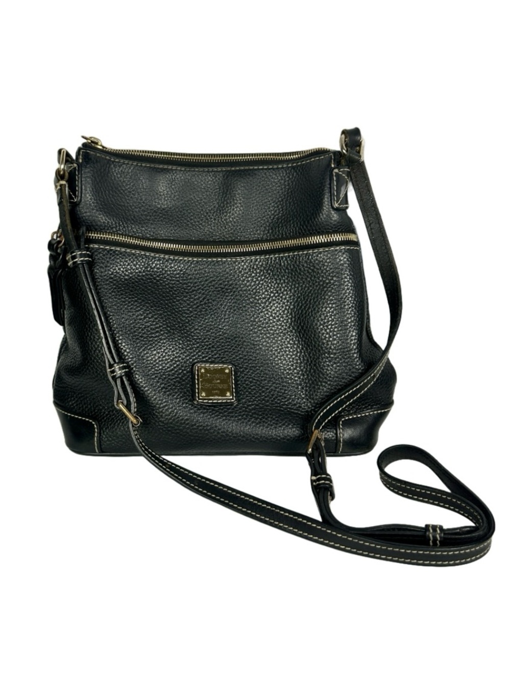 Dooney & Bourke Black Pebbled Leather Crossbody Bag with Gold Hardware